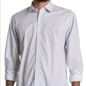 Bugatchi Geo Dot Print Shaped Fit Shirt - XL